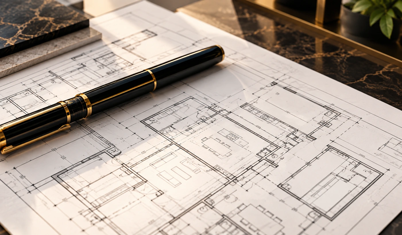 Planta técnica e instrumento de desenho
